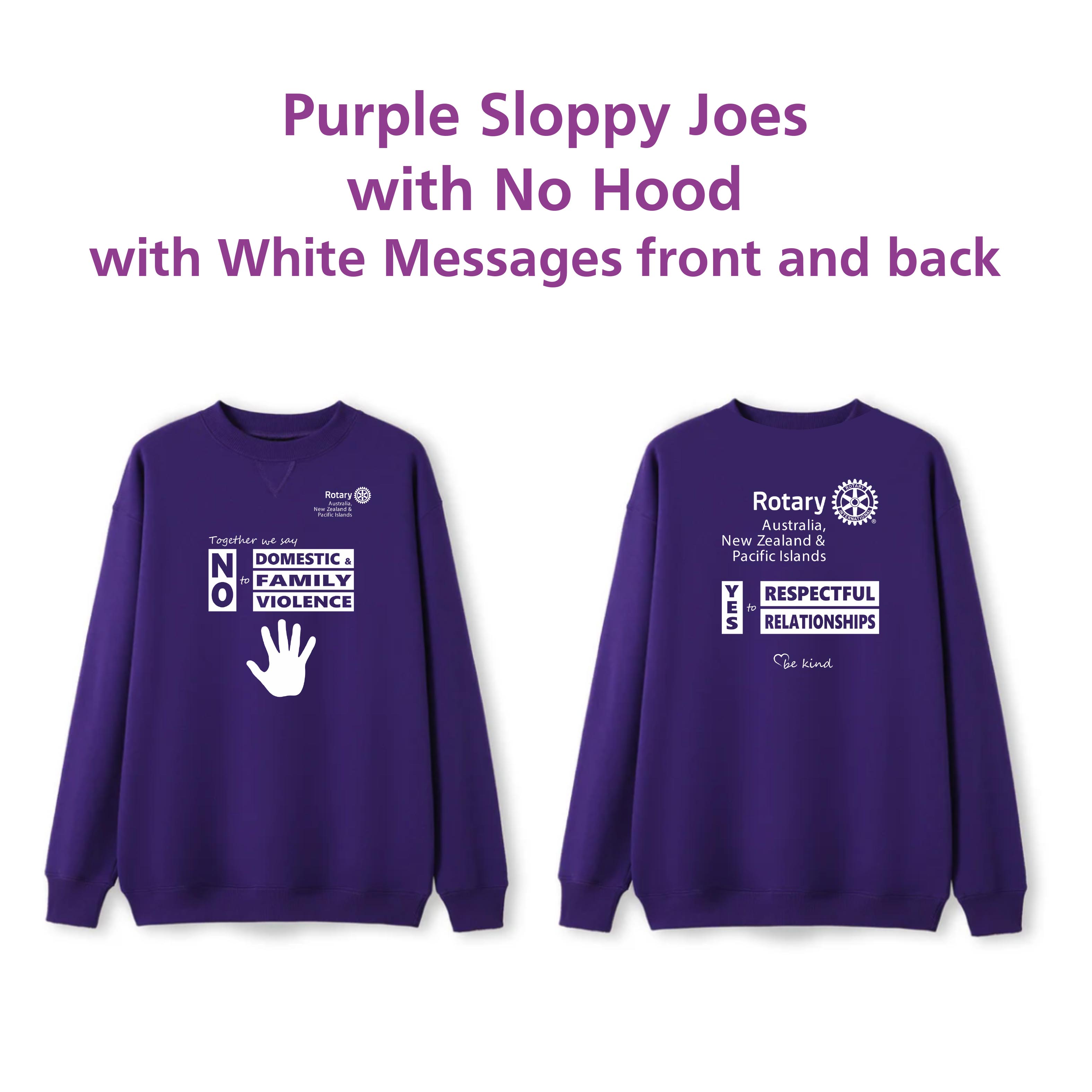 SLOPPY JOES - no hoods or collars - colour messages